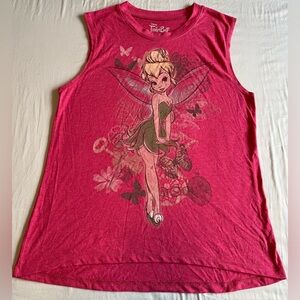 Pink Disney Tinkerbell graphic Tank Top sleeveless crew neck Large L 11/13